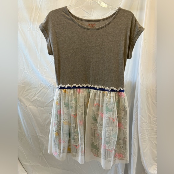 Cat & Jack Other - Cat & Jack Gray Dress with Colorful dinosaur skirt your XL play date dress